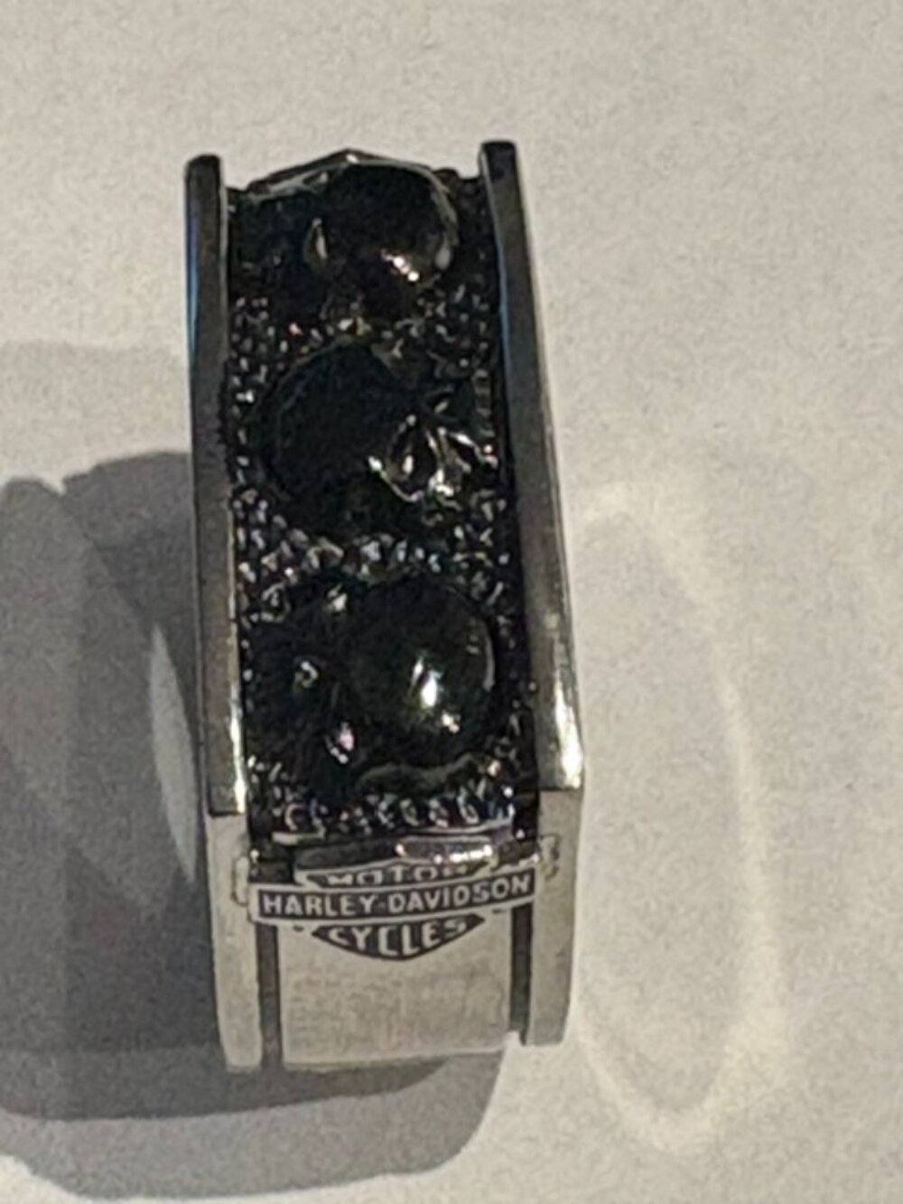Harley-Davidson® Men's Multiple Willie G Skull B&S Signet Ring, Stainless Steel